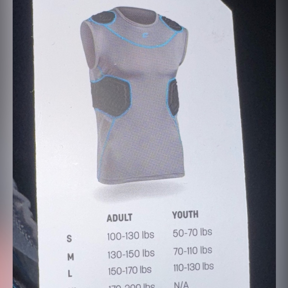 Champro Youth Bull Rush Padded Football Compression Protective Shirt FJU10 L NWT - Picture 7 of 11